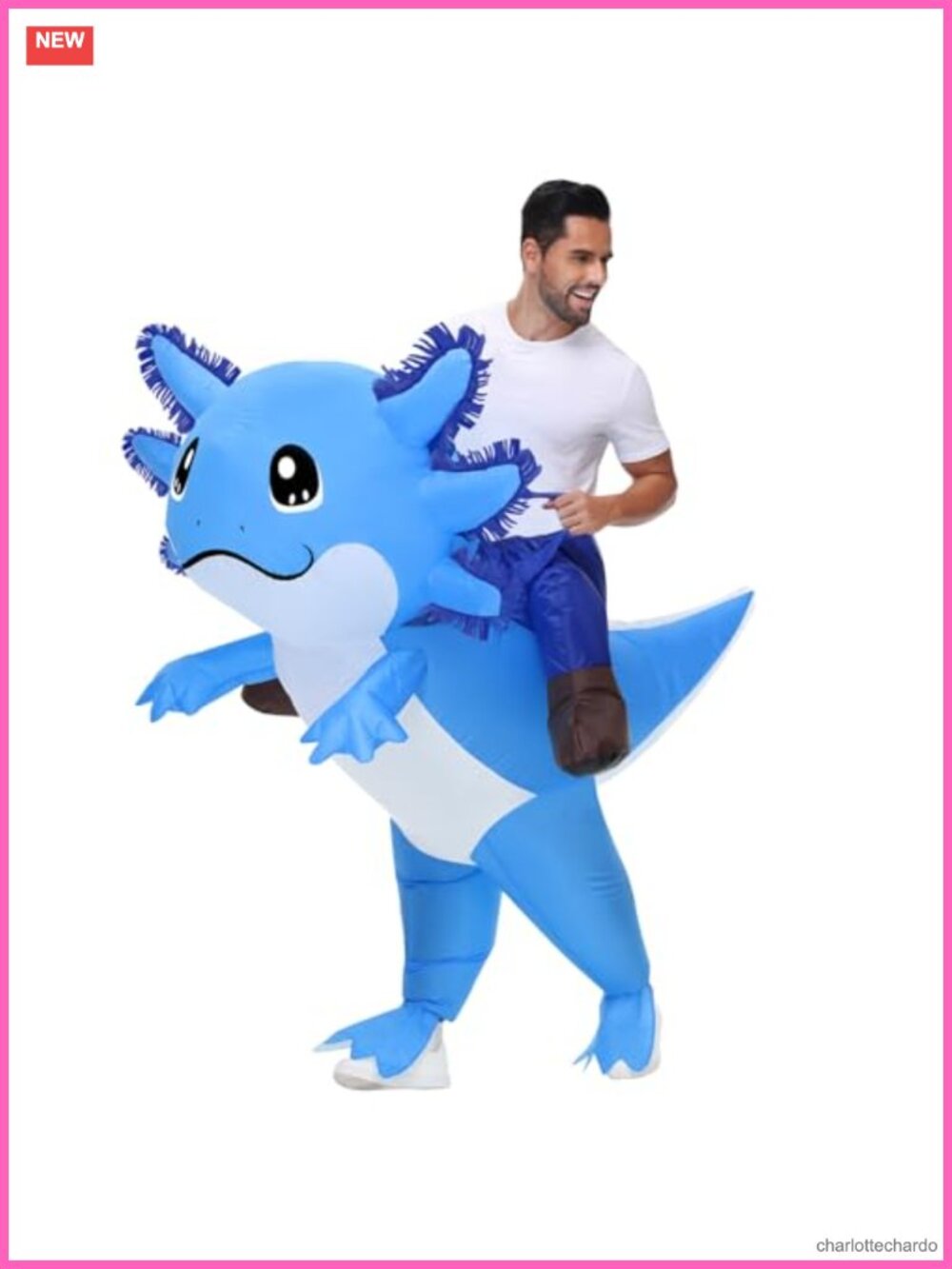 Adult Inflatable Axolotl Costume Halloween Blow Up Ride On Cosplay Party